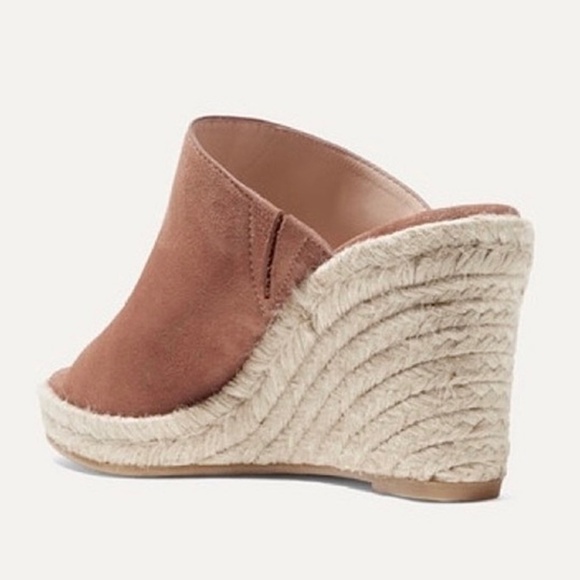 STUART WEITZMAN Marabella Basket Brown Suede Espadrille Wedges Mules Sandals 9 - Picture 4 of 8